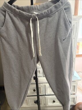 Nike Gray Track Joggers with White Drawstring